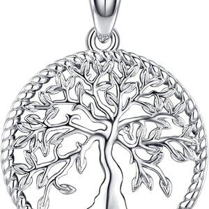 Tree of Life Necklace, Sterling Silver Pendant for Women Family Tree Necklaces J